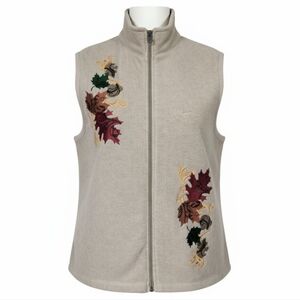 Rebecca Malone Zip Front Fleece Vest Embellished Fall Autumn Women's Large
